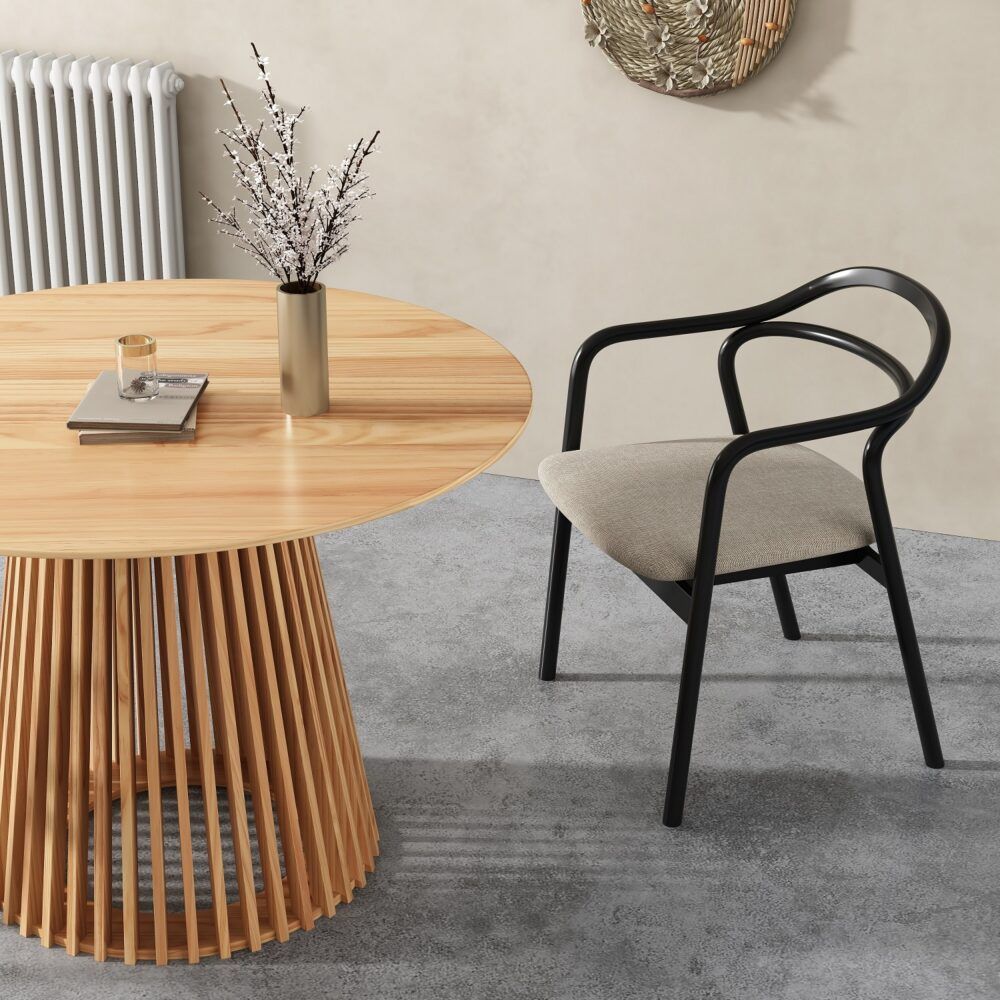 Leasingham Round Dining Table, Natural 110cm
