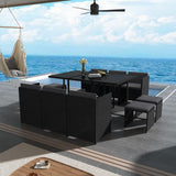 Bali 11 Piece Outdoor Dining Set Black Garden and Patio — Allure Home Collections