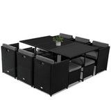 Bali 11 Piece Outdoor Dining Set Black Garden and Patio — Allure Home Collections
