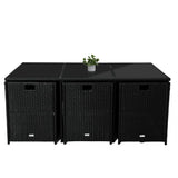 Bali 11 Piece Outdoor Dining Set Black Garden and Patio — Allure Home Collections