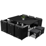 Bali 11 Piece Outdoor Dining Set Black Garden and Patio — Allure Home Collections
