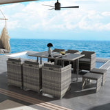 Bali 11 Piece Outdoor Dining Set Grey Yard Garden and Patio — Allure Home Collections