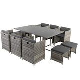 Bali 11 Piece Outdoor Dining Set Grey Yard Garden and Patio — Allure Home Collections