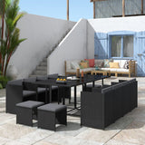 Bali 13 Piece Outdoor Dining Set Black Garden and Patio — Allure Home Collections