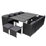 Bali 13 Piece Outdoor Dining Set Black Garden and Patio — Allure Home Collections