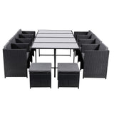 Bali 13 Piece Outdoor Dining Set Black Garden and Patio — Allure Home Collections