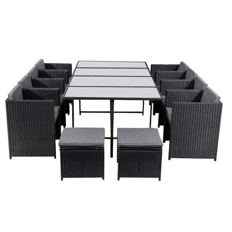 Bali 13 Piece Outdoor Dining Set Black Garden and Patio — Allure Home Collections