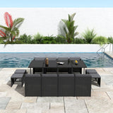 Bali 13 Piece Outdoor Dining Set Black Garden and Patio — Allure Home Collections