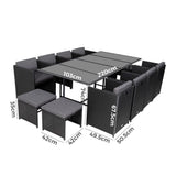 Bali 13 Piece Outdoor Dining Set Black Garden and Patio — Allure Home Collections