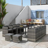 Bali 13 Piece Rattan Outdoor Dining Set Grey Garden and Patio — Allure Home Collections