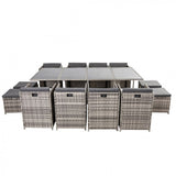 Bali 13 Piece Rattan Outdoor Dining Set Grey Garden and Patio — Allure Home Collections