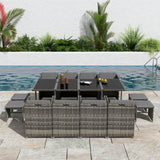 Bali 13 Piece Rattan Outdoor Dining Set Grey Garden and Patio — Allure Home Collections