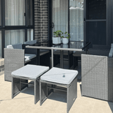 9 Piece Outdoor Dining Set, Wicker Black, view 8