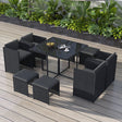 Horrocks 8 Seater Outdoor Dining Set Black Sophisticated Rattan — Allure Home Collections
