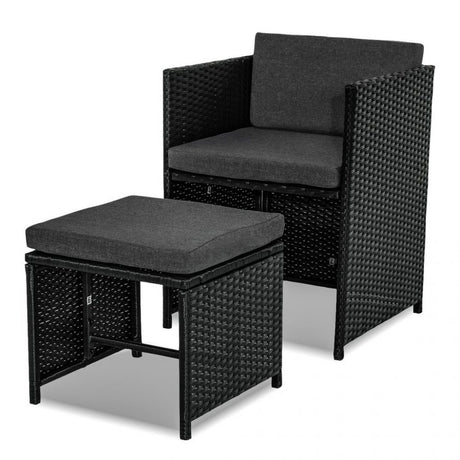 Horrocks 8 Seater Outdoor Dining Set Black Sophisticated Rattan — Allure Home Collections
