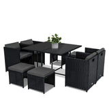 Horrocks 8 Seater Outdoor Dining Set Black Sophisticated Rattan — Allure Home Collections