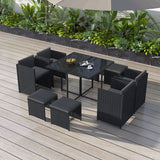 Horrocks 8 Seater Outdoor Dining Set Black Sophisticated Rattan — Allure Home Collections