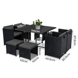 Horrocks 8 Seater Outdoor Dining Set Black Sophisticated Rattan — Allure Home Collections