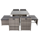 9 Piece Outdoor Dining Set, Wicker Grey, view 8