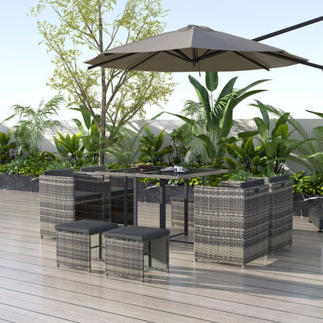 Horrocks 8 Seater Outdoor Dining Set Grey Contemporary Minimalist — Allure Home Collections