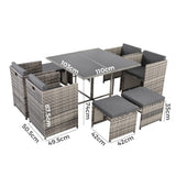 Horrocks 8 Seater Outdoor Dining Set Grey Contemporary Minimalist — Allure Home Collections