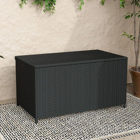 Outdoor PE Wicker Storage Box 320L in Black