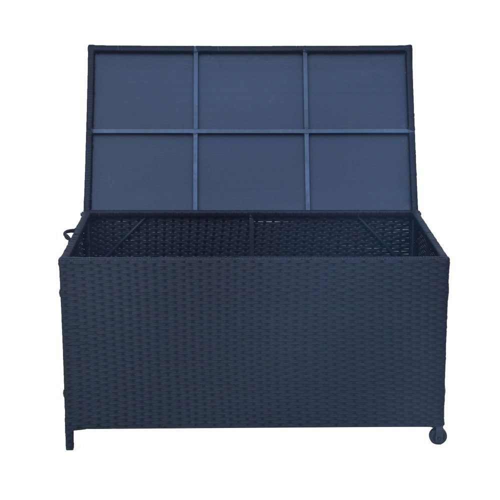 Outdoor PE Wicker Storage Box 320L in Black
