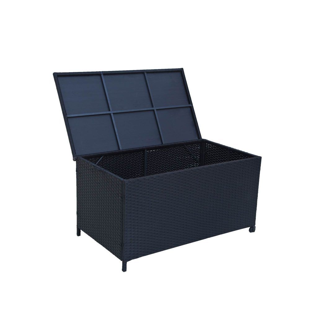 Outdoor PE Wicker Storage Box 320L in Black