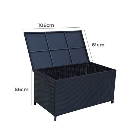 Outdoor PE Wicker Storage Box 320L in Black