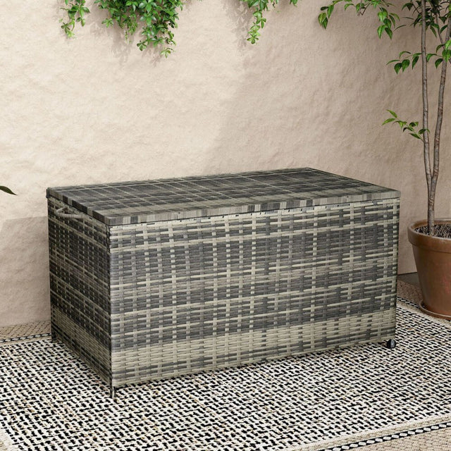 Outdoor PE Wicker Storage Box 320L in Grey