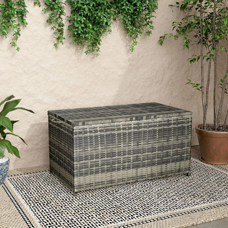 Outdoor PE Wicker Storage Box 320L in Grey