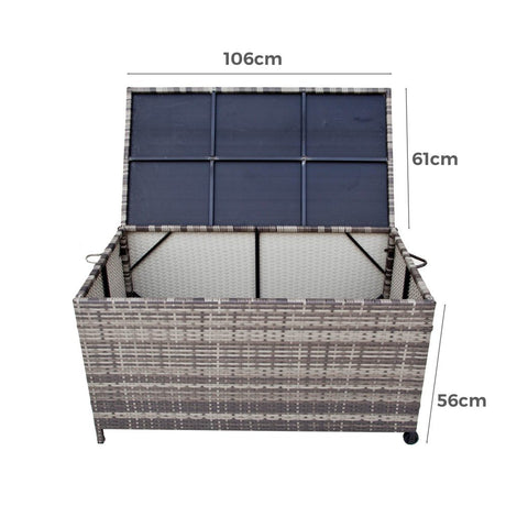 Outdoor PE Wicker Storage Box 320L in Grey
