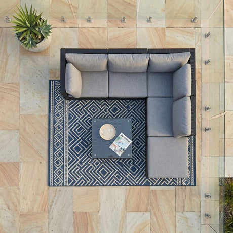 Caloundra 6 Piece Outdoor Modular Lounge, Black Wicker