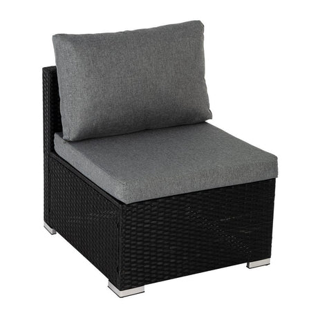 Caloundra 6 Piece Outdoor Modular Lounge, Black Wicker