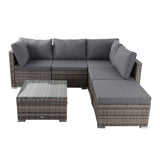 Oakabella Outdoor Ottoman Lounge Set, Wicker Rattan, Grey