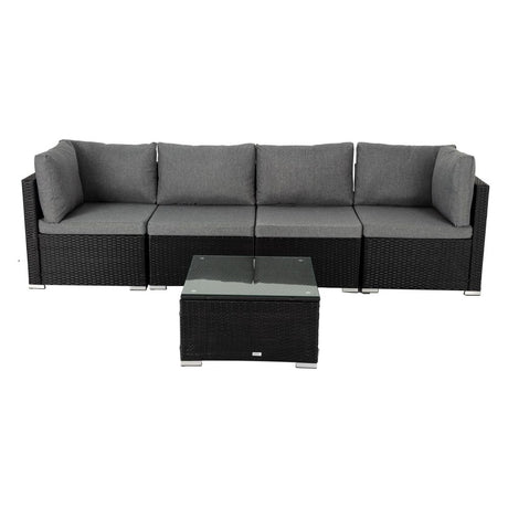 Caloundra 5 Piece Outdoor Modular Lounge, Black Wicker