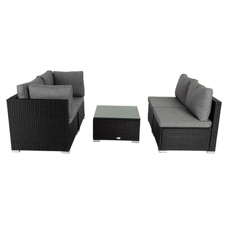 Caloundra 5 Piece Outdoor Modular Lounge, Black Wicker