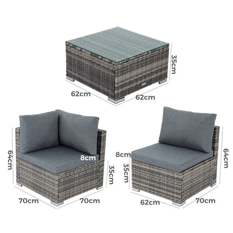Bondi Outdoor Modular Lounge Sofa Set Grey — Allure Home Collections