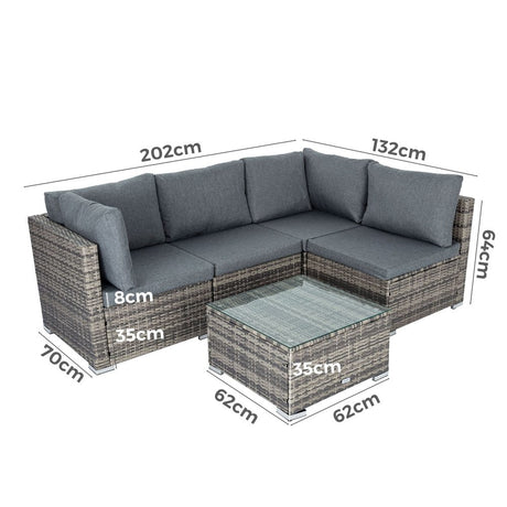 Bondi Outdoor Modular Lounge Sofa Set Grey — Allure Home Collections
