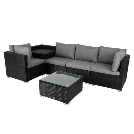 Coogee Modular Outdoor Lounge, Black, view 5
