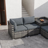 Dorre Modular Outdoor Lounge Sofa, Wicker Rattan, 6 Piece, Grey