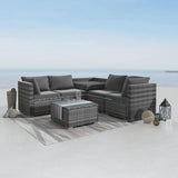 Dorre Modular Outdoor Lounge Sofa, Wicker Rattan, 6 Piece, Grey