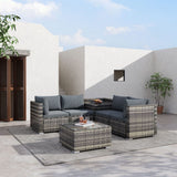 Dorre Modular Outdoor Lounge Sofa, Wicker Rattan, 6 Piece, Grey