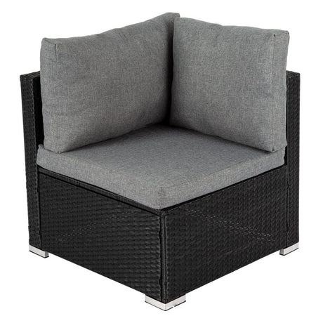 Marcoola 9 Piece Outdoor Modular Lounge, Black Wicker