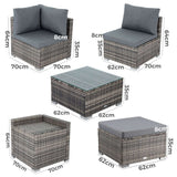 Sandy Modular Outdoor Lounge Set, Wicker Rattan, 9 Piece, Black