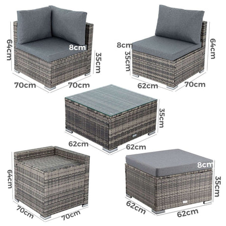 Marcoola 9 Piece Outdoor Modular Lounge, Black Wicker