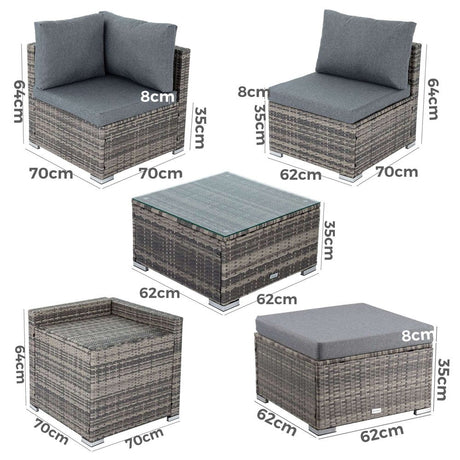 Gerringong Modular Outdoor Lounge, Grey, view 10