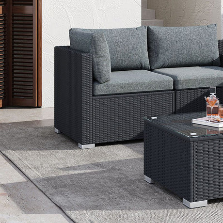 Marcoola 8 Piece Outdoor Modular Lounge, Black Wicker