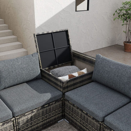 Marcoola 8 Piece Outdoor Modular Lounge, Grey Wicker