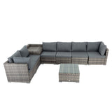 Dirk Hartog Modular Outdoor Lounge Sofa Set, Wicker Rattan, 8 Piece, Grey